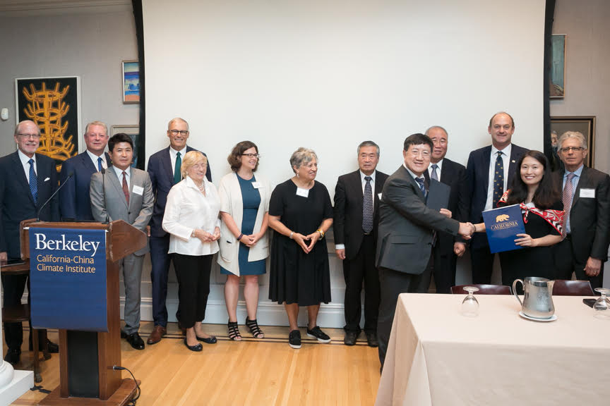 A group of people at the launch of the California-China Climate Institute